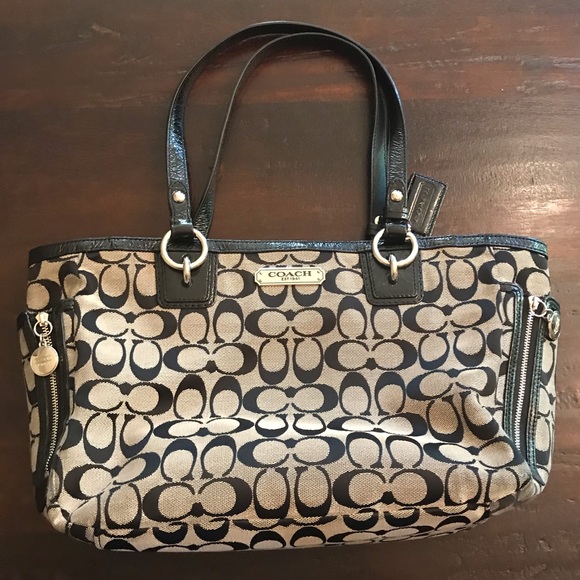 Coach Handbags - Coach Shoulder Tote Black/Tan